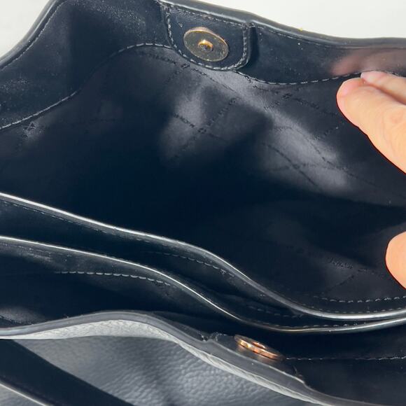 MICHAEL KORS TRISHA Large Black Leather Triple Compartment Gold Logo Tote Bag - Picture 16 of 16